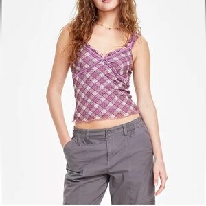 Madden Girl Plaid Cami Tank Top